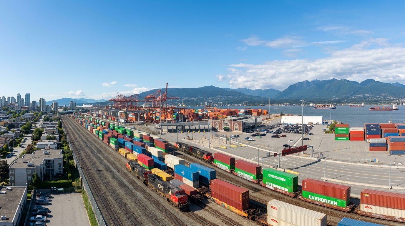 Rail and container operations at an intermodal port